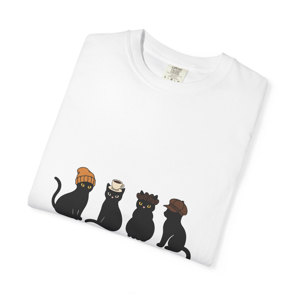Black Cat T-Shirt Cat Cafe Gift Women Kawaii T-Shirt Kitty T-Shirt Cat Fan Feline T-Shirt Coffee Graphic Minimal Simple Hat T-Shirt