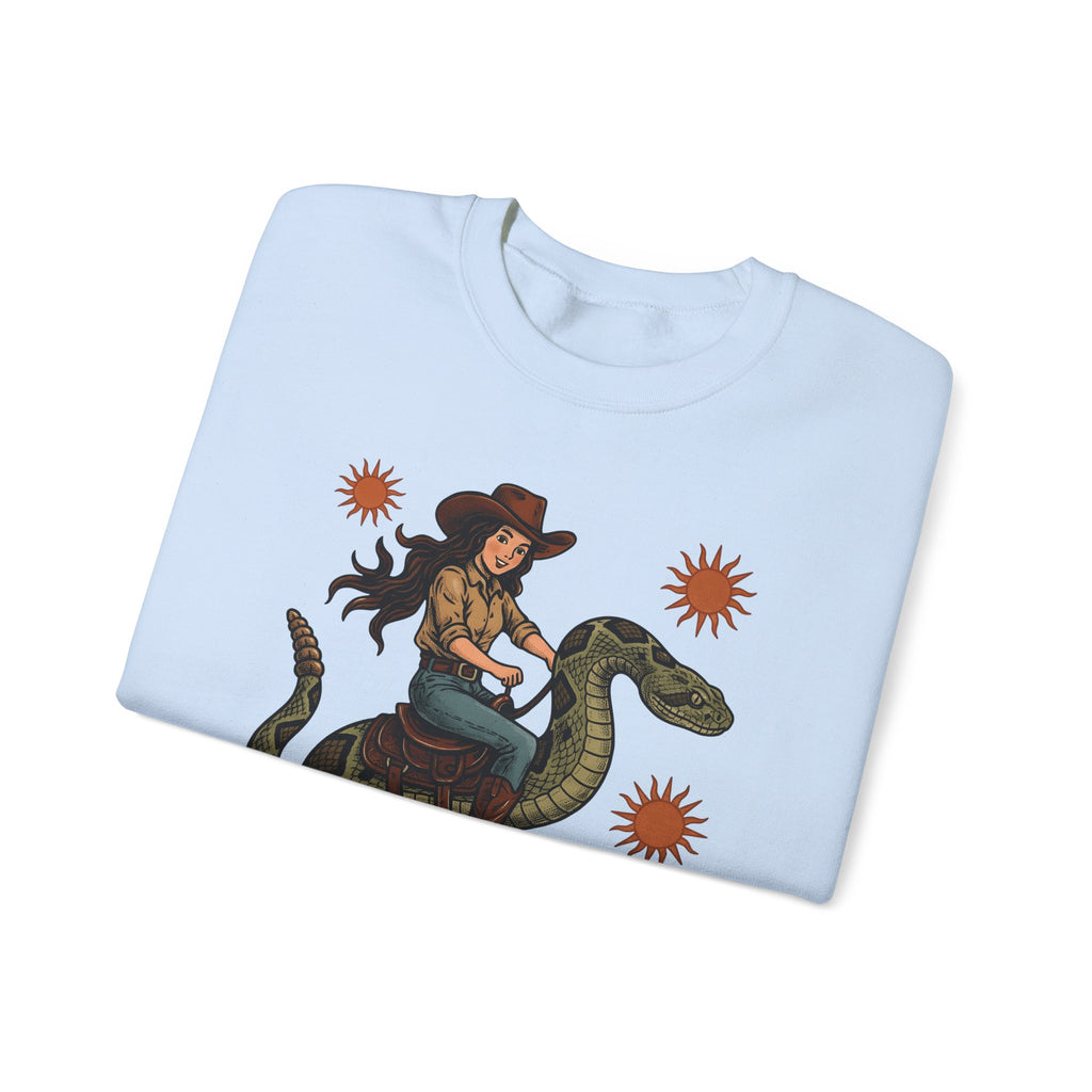 Cowgirl Serpent Sweatshirt Cowgirl Wildlife Gift Women Cowboy Sweatshirt Snake Sweatshirt Rodeo Fan Western Sweatshirt Animal Graphic Retro Sunshine Sweatshirt