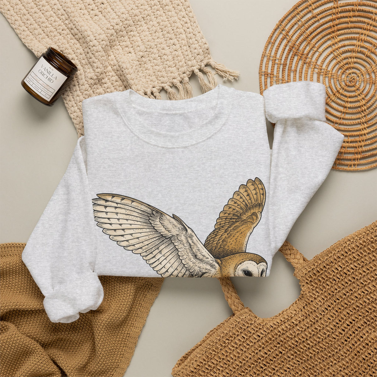 Barn Owl Sweatshirt Christmas Pets Gift Women Cartoon Sweatshirt Owl Sweatshirt Xmas Fan Owl Sweatshirt Animal Graphic Classic Globe Lights Sweatshirt