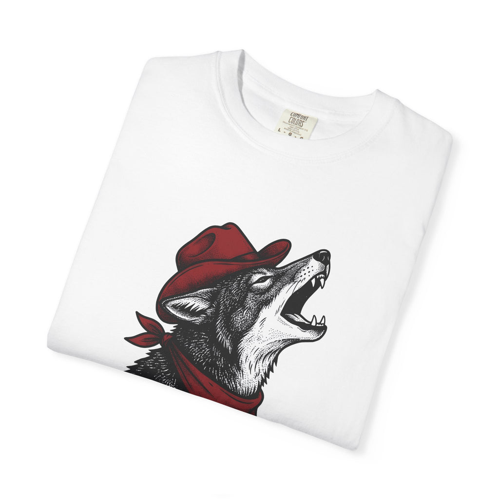 Cowboy Wolf T-Shirt Cowgirl Western Gift Women Vintage T-Shirt Werewolf T-Shirt Cowboy Fan Retro T-Shirt Rodeo Graphic Hand Drawn Bandana T-Shirt