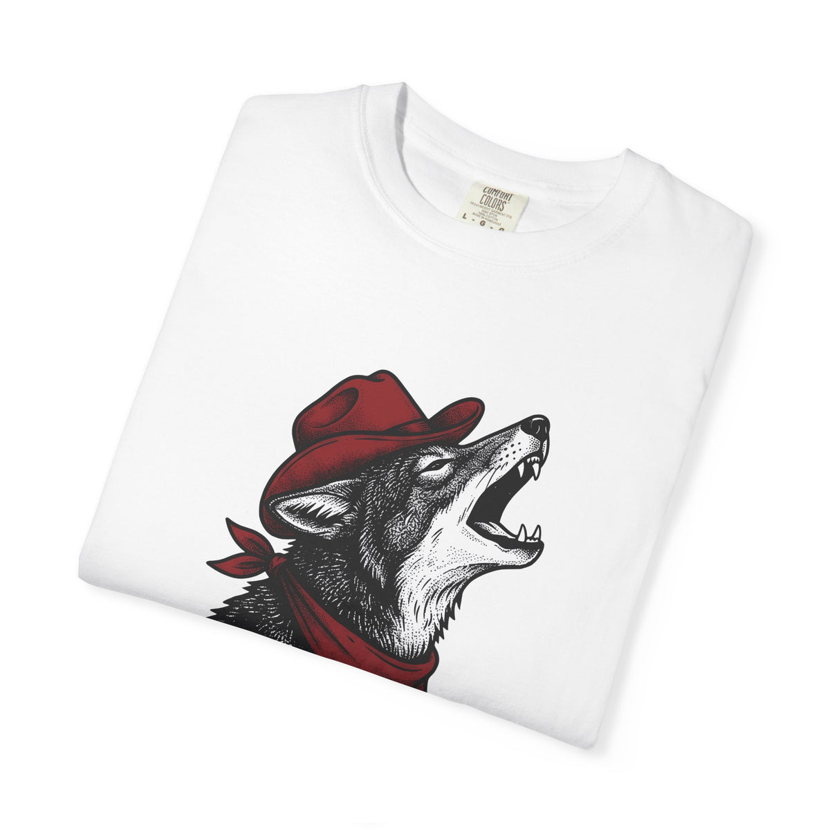 Cowboy Wolf T-Shirt Cowgirl Western Gift Women Vintage T-Shirt Werewolf T-Shirt Cowboy Fan Retro T-Shirt Rodeo Graphic Hand Drawn Bandana T-Shirt