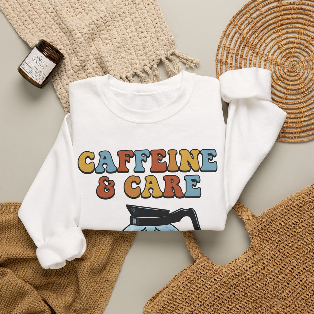 Coffee Pot Character Sweatshirt Nurses Coffee Gift Women Cartoon Sweatshirt Coffee Maker Sweatshirt Nurse Fan Cartoony Sweatshirt Caffeine Graphic Retro