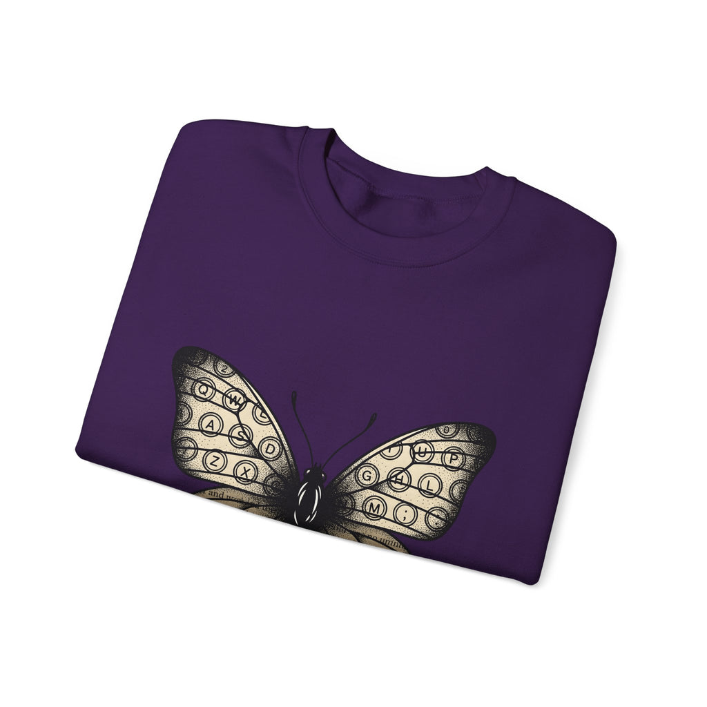 Butterfly Design Sweatshirt Moms Environment Gift Women Sketch Sweatshirt Butterfly Sweatshirt Motherhood Fan Illustration Graphic Cartoon Keyboard Keys