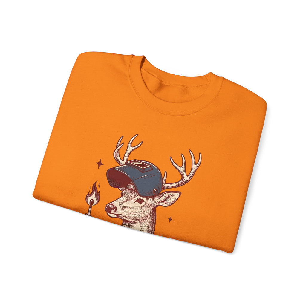 Horned Deer Welding Face Shield Sweatshirt Funny Nature Gift Women Antique Sweatshirt Welding Mask Sweatshirt Humor Fan Vintage Sweatshirt Wildlife Graphic