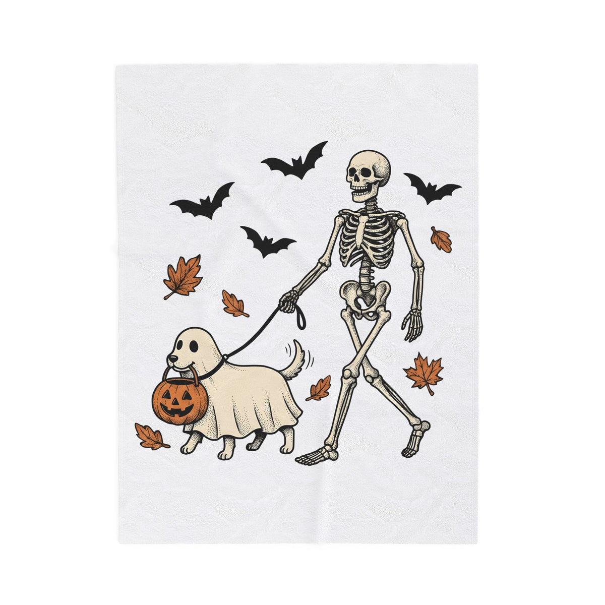 Dog Skeleton Costume Blanket Halloween Animals Gift Women Scary Blanket Dog Skeleton Blanket Horror Fan Spooky Blanket Creature Graphic Hand Drawn