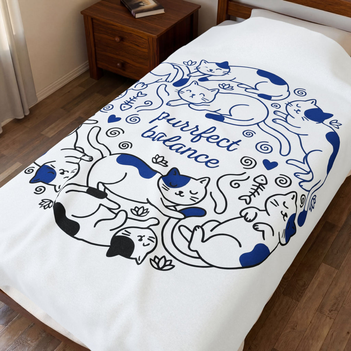 Sleeping Cats Blanket Cat Animals Gift Women Doodle Blanket Kitten Blanket Cat Fan Feline Blanket Cartoon Graphic Wildlife Illustration Minimalist