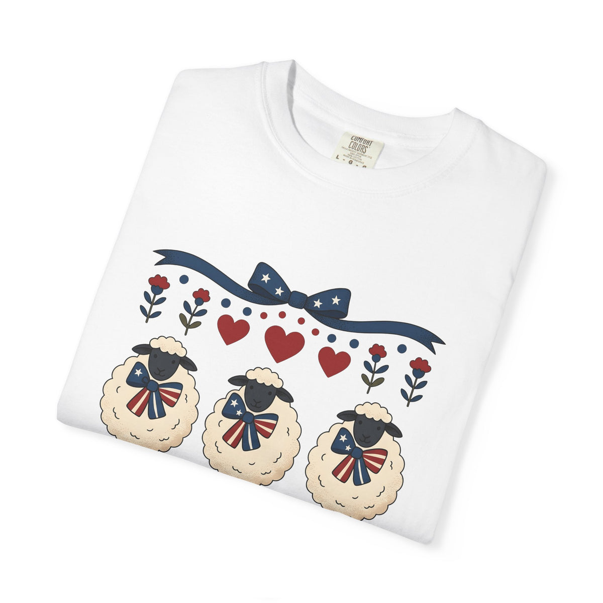 Usa Lamb T-Shirt 4th Of July Fauna Gift Women Handmade T-Shirt Lamb T-Shirt Patriot Fan Handmade T-Shirt Wildlife Graphic Old School Valentine