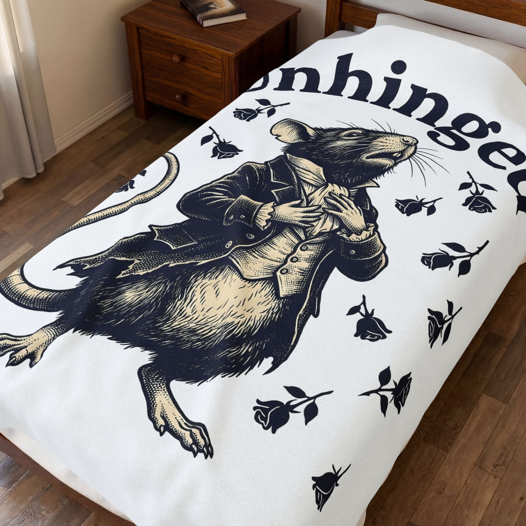 Dressed Mouse Blanket Funny Pet Gift Women Retro Blanket Mouse Blanket Humor Fan Vintage Blanket Animal Graphic Sketch Flower Blanket