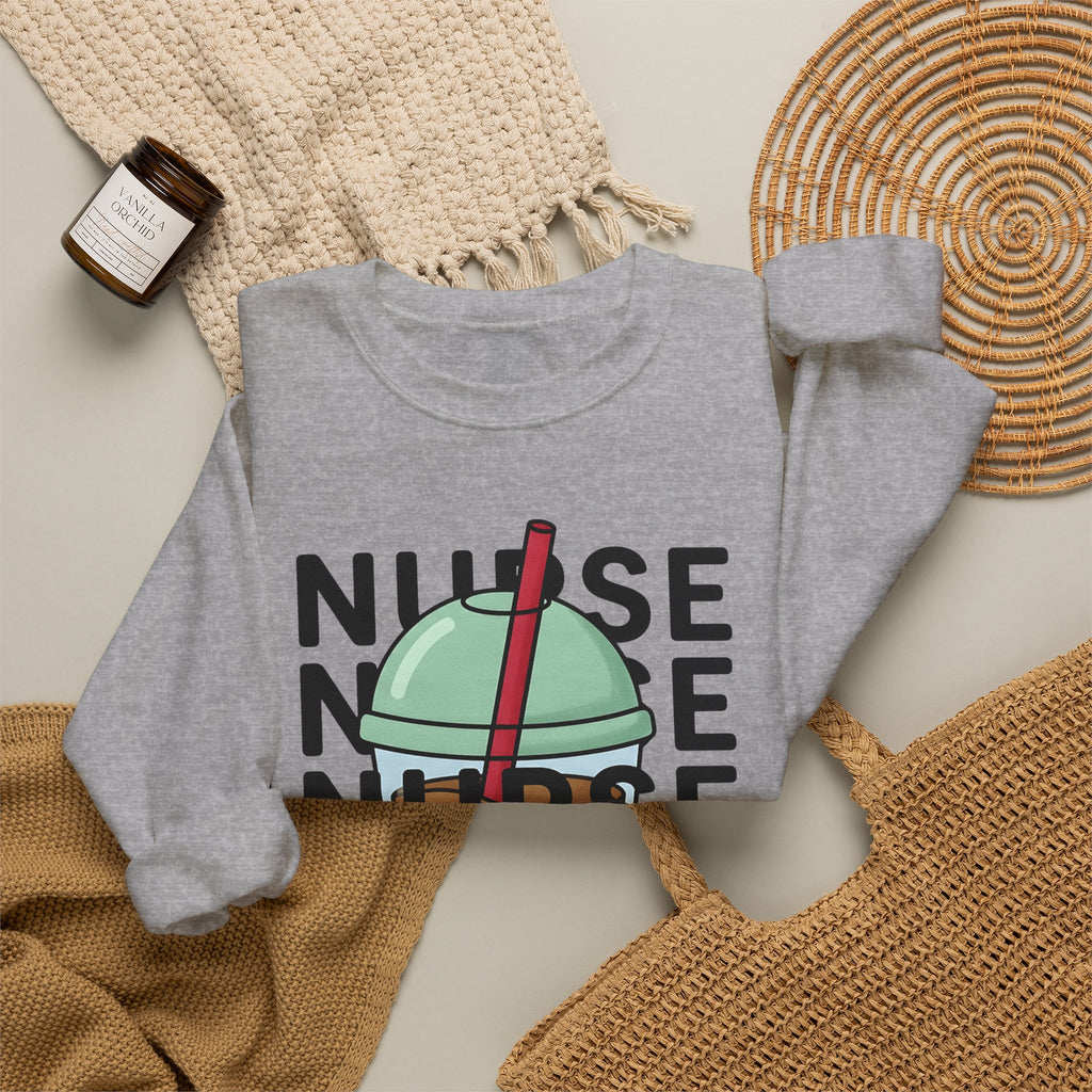Chilled Coffee Cup Sweatshirt Nurses Beverage Gift Women Anime Sweatshirt Coffee Sweatshirt Sweatshirt Nurse Enthusiast Manga Sweatshirt Drink Graphic Line Art