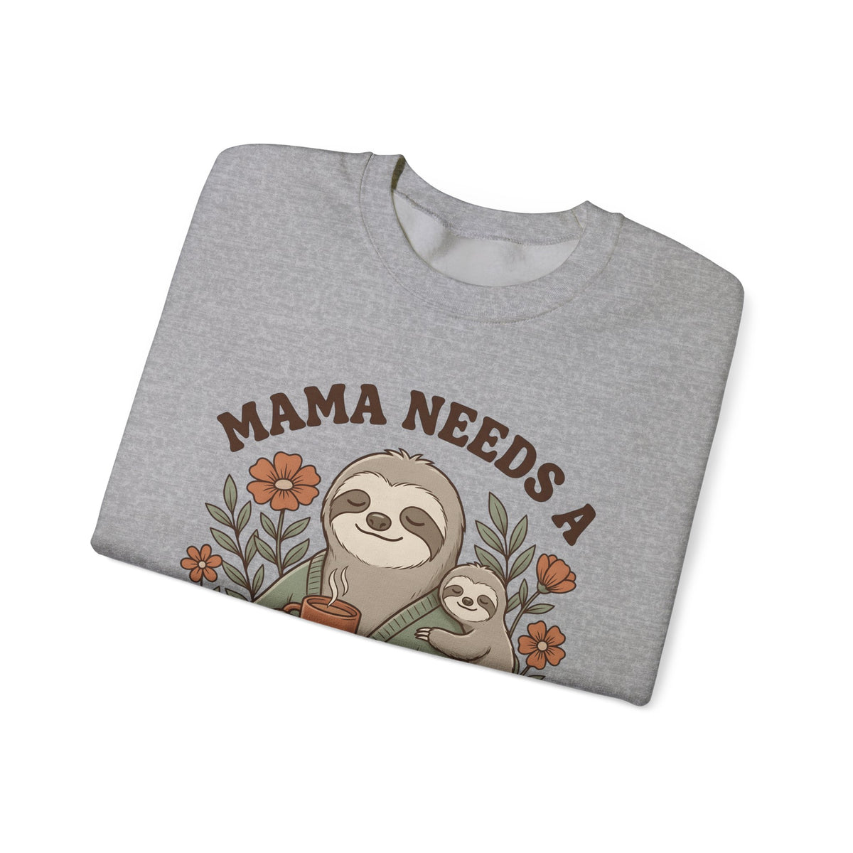 Sloth Mother Moms Espresso Gift Kawaii Sloth Mom Enthusiast Cute Coffee Sketch Blossoms Sweatshirt