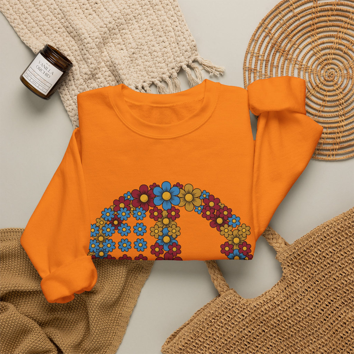 Peace Symbol Flower Sweatshirt N Symbol Gift Women Hippie Sweatshirt Peace Sign Sweatshirt Nature Enthusiast Bohemian Sweatshirt Iconic Graphic Retro Chamomile