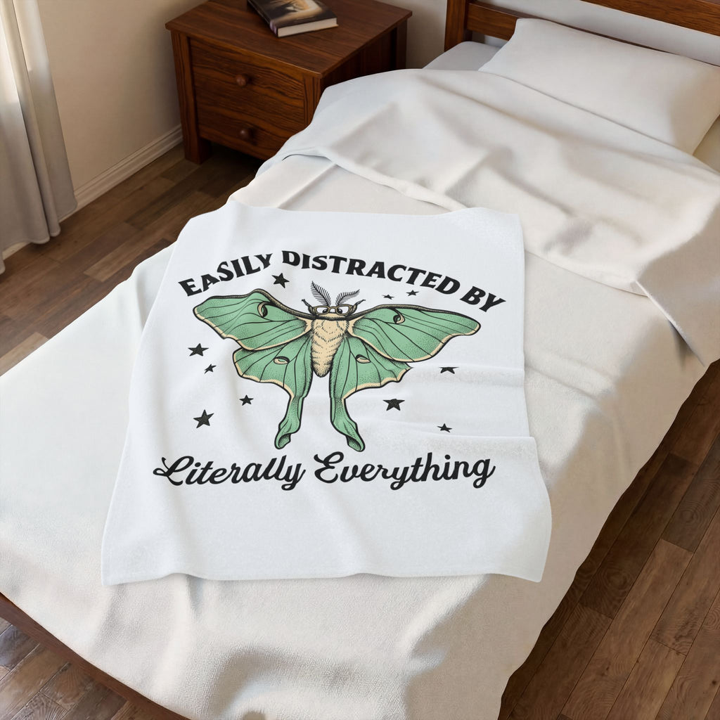 Luna Moth Blanket Funny Arthropod Gift Women Hand Painted Blanket Moth Blanket Humor Fan Hand Drawn Blanket Insect Graphic Cartoon Stars Blanket