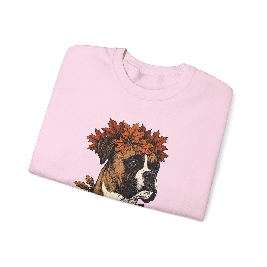 Boxer Puppy Sweatshirt Dog Autumn Gift Women Retro Sweatshirt Puppy Sweatshirt Dog Fan Pup Sweatshirt Fall Graphic Sketch Fall Leaves Sweatshirt