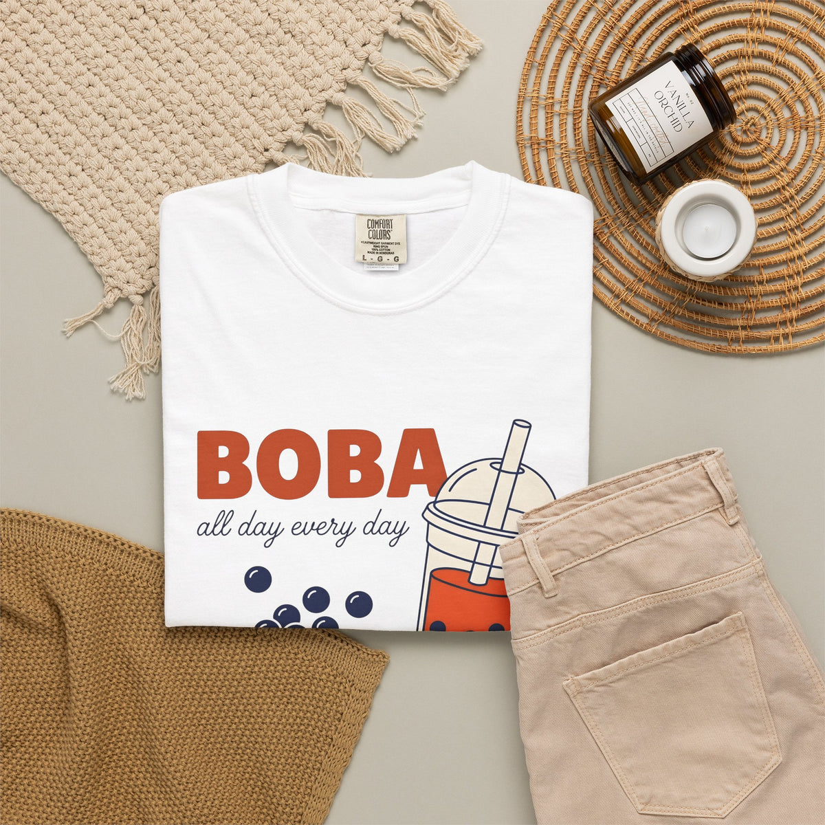 Tapioca Tea T-Shirt Boba Dessert Gift Women Hand Drawn T-Shirt Bubble Tea T-Shirt Boba Fan Hand Drawn T-Shirt Sweet Graphic Line Art Carp T-Shirt