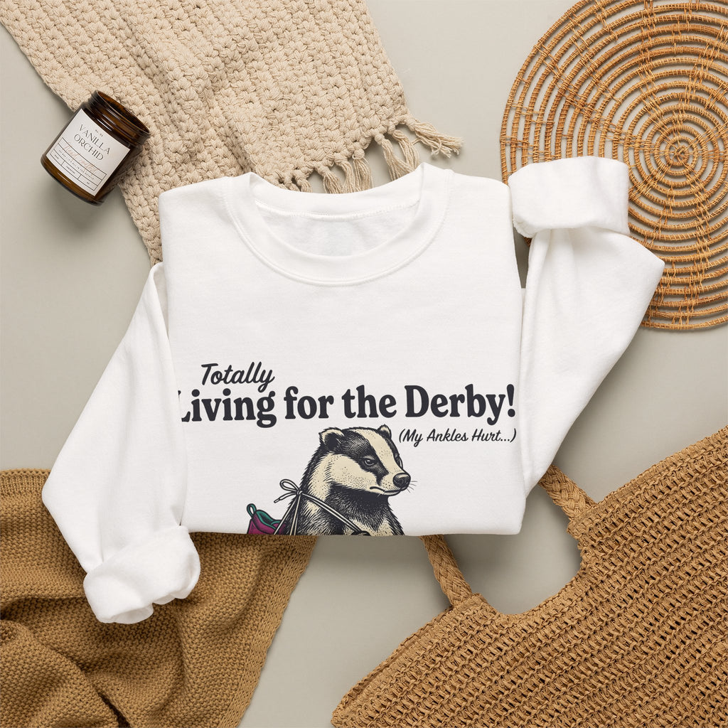 Badger Roller Skates Sweatshirt Funny Pet Gift Women Retro Sweatshirt Roller Skating Sweatshirt Humor Fan Vintage Sweatshirt Animal Graphic Sketch Creature