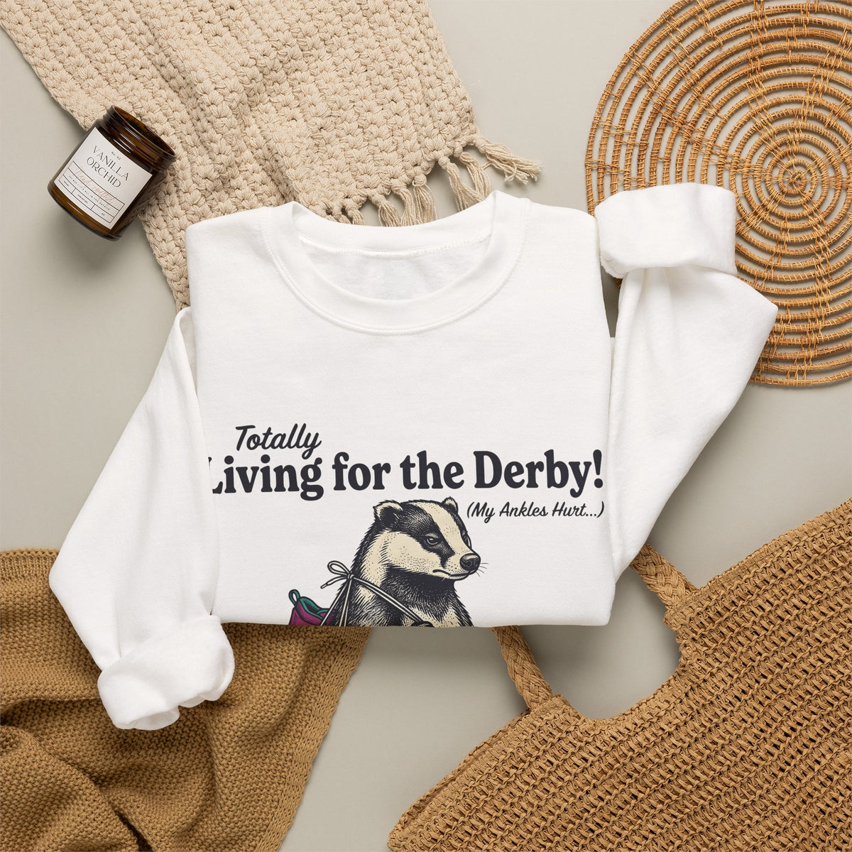 Badger Roller Skates Sweatshirt Funny Pet Gift Women Retro Sweatshirt Roller Skating Sweatshirt Humor Fan Vintage Sweatshirt Animal Graphic Sketch Creature