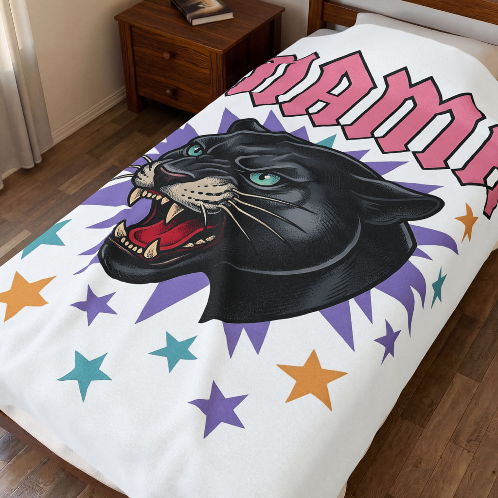 Panther Head Blanket Moms Animal Gift Women Bold Blanket Leopard Blanket Mother Fan Graphic Design Illustration Retro Stars Blanket
