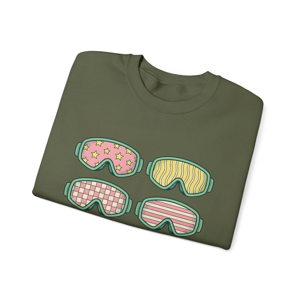 Ski Goggles Sweatshirt Sports Skiing Gift Women Cartoon Sweatshirt Goggles Sweatshirt Athlete Enthusiast Comic Sweatshirt Snowboard Graphic Vintage Stars