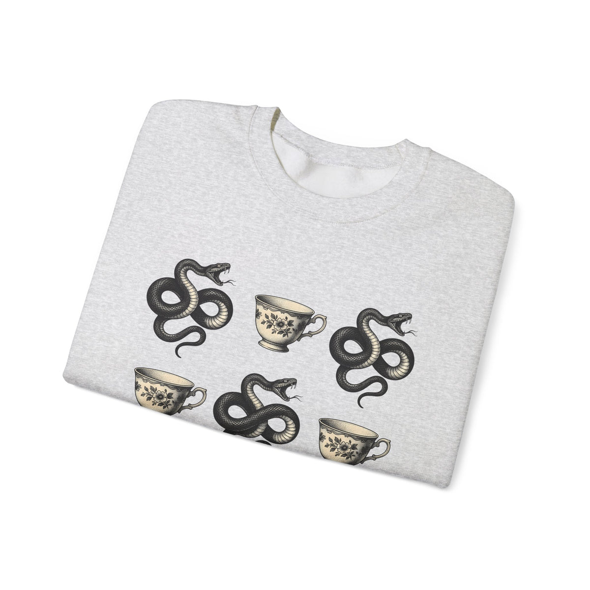 Serpent Tea Cup Sweatshirt Boho Chic Magic Gift Women Retro Sweatshirt Tea Cup Sweatshirt Hippie Fan Vintage Sweatshirt Mystical Graphic Dark Flower Sweatshirt Sweatshirt