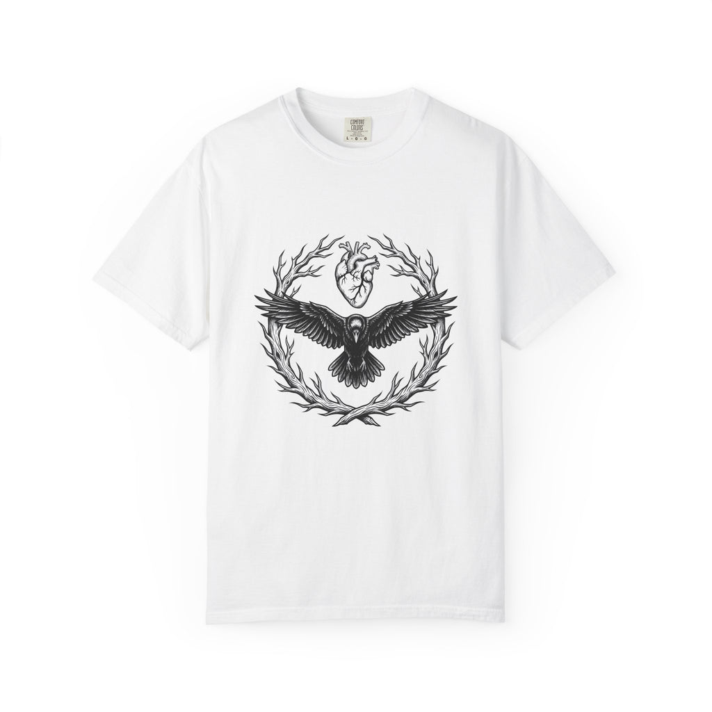 Raven Love T-Shirt Gothic Gloom Gift Women Spooky T-Shirt Crow Love T-Shirt Dark Fan Creepy T-Shirt Dark Illustration Hand Drawn Antler Crown