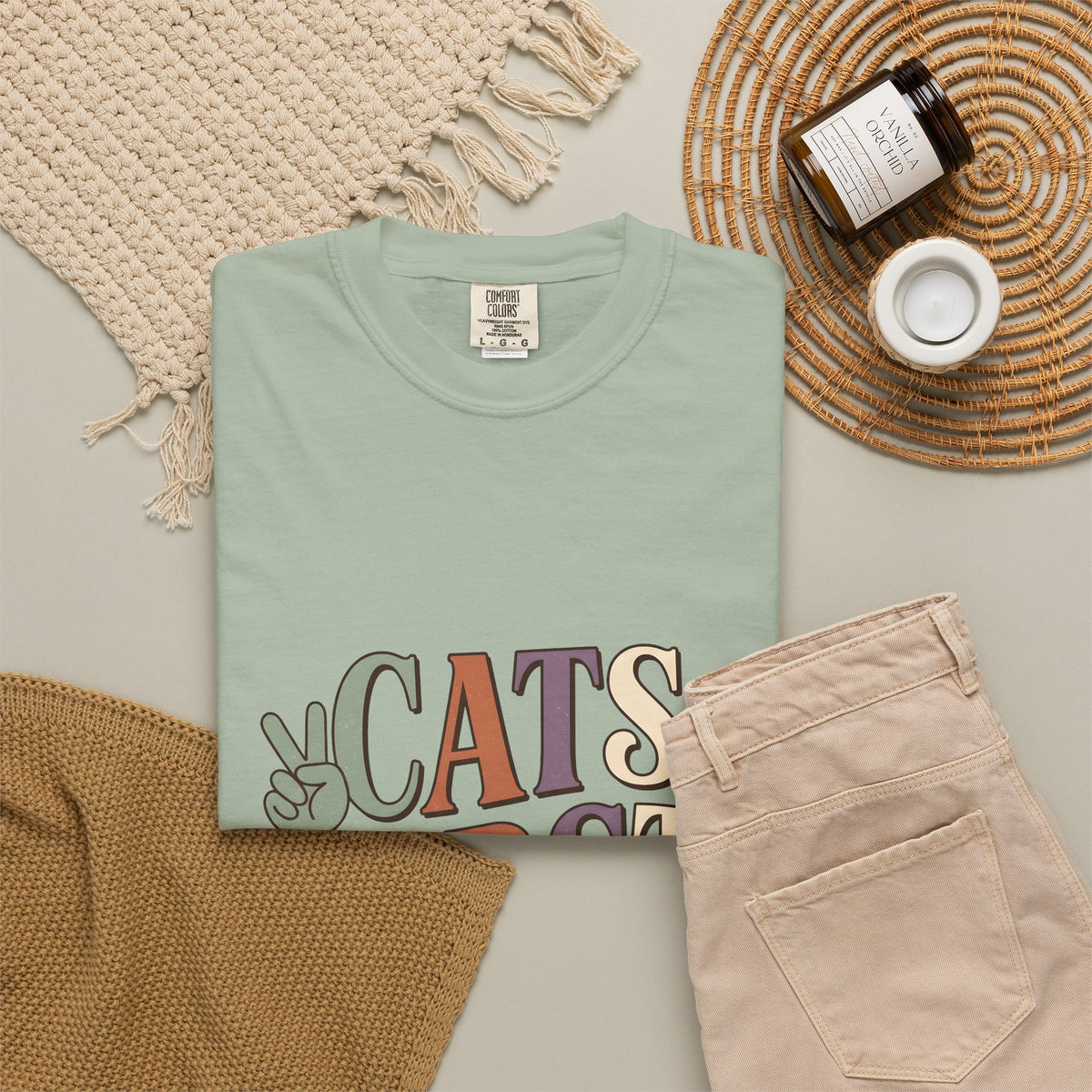 Peace Symbol Design T-Shirt Cat Animal Gift Women Vintage T-Shirt Peace Sign T-Shirt Cat Fan Feline T-Shirt Creature Graphic Sketch Hand Gesture