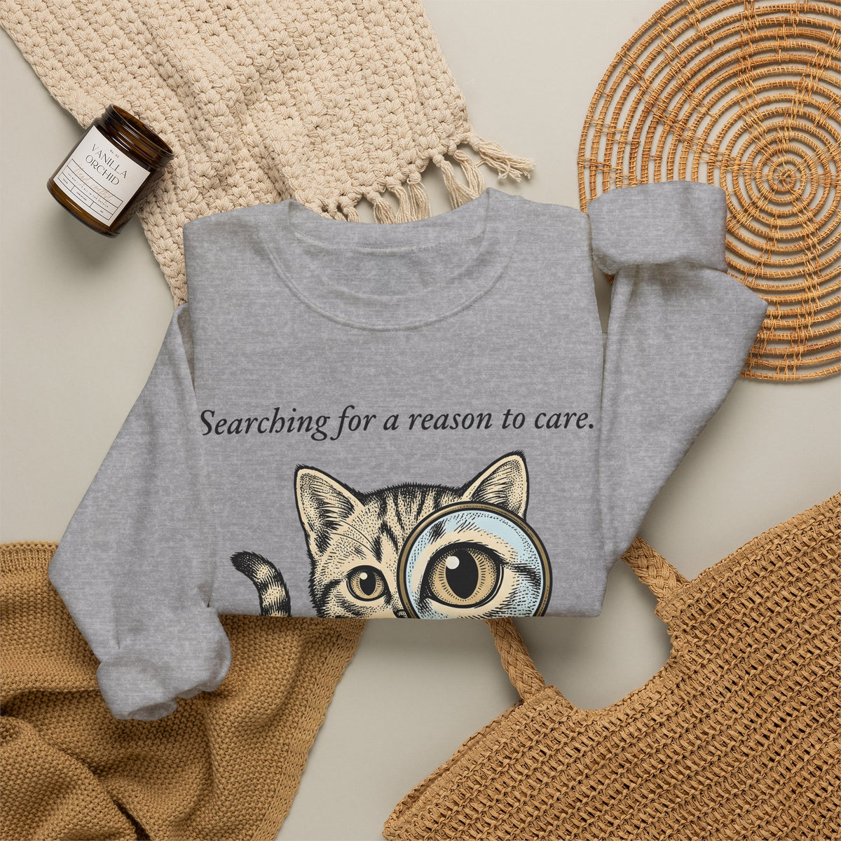 Tabby Cat Sweatshirt Cat Humor Gift Women Vintage Sweatshirt Kitty Sweatshirt Cat Fan Retro Sweatshirt Funny Graphic Hand Drawn Magnifying Glass Sweatshirt