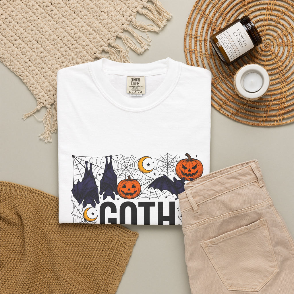Vampire Pumpkin Goth Autumn Gift Horror Bloodsucking Dark Fan Macabre Fall Hand Drawn Webbing T-Shirt