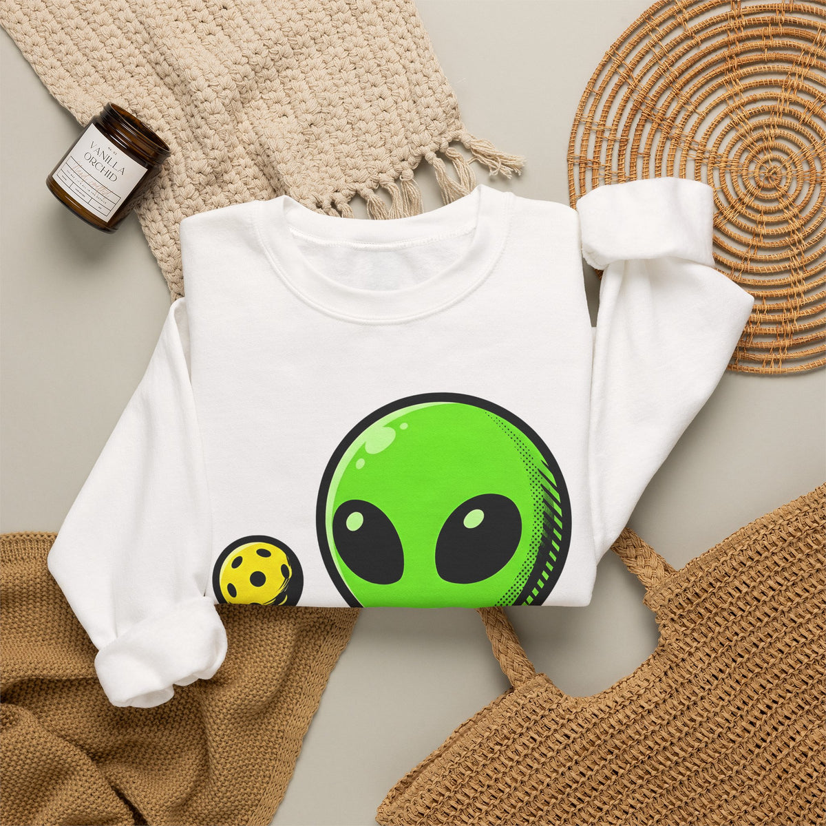 Alien Pickleball Sweatshirt Pickleball Humor Gift Women Cute Sweatshirt Alien Pickleball Sweatshirt Pickleball Fan Kawaii Sweatshirt Comedy Graphic Cartoon