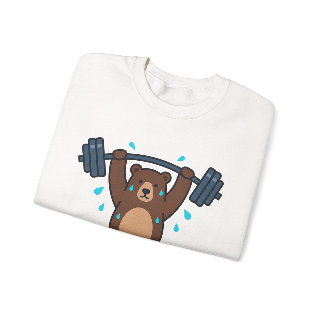 Bear Lifting Sweatshirt Fitness Workout Gift Women Comic Sweatshirt Grizzly Sweatshirt Gym Enthusiast Cartoon Sweatshirt Exercise Graphic Simple Weights Sweatshirt