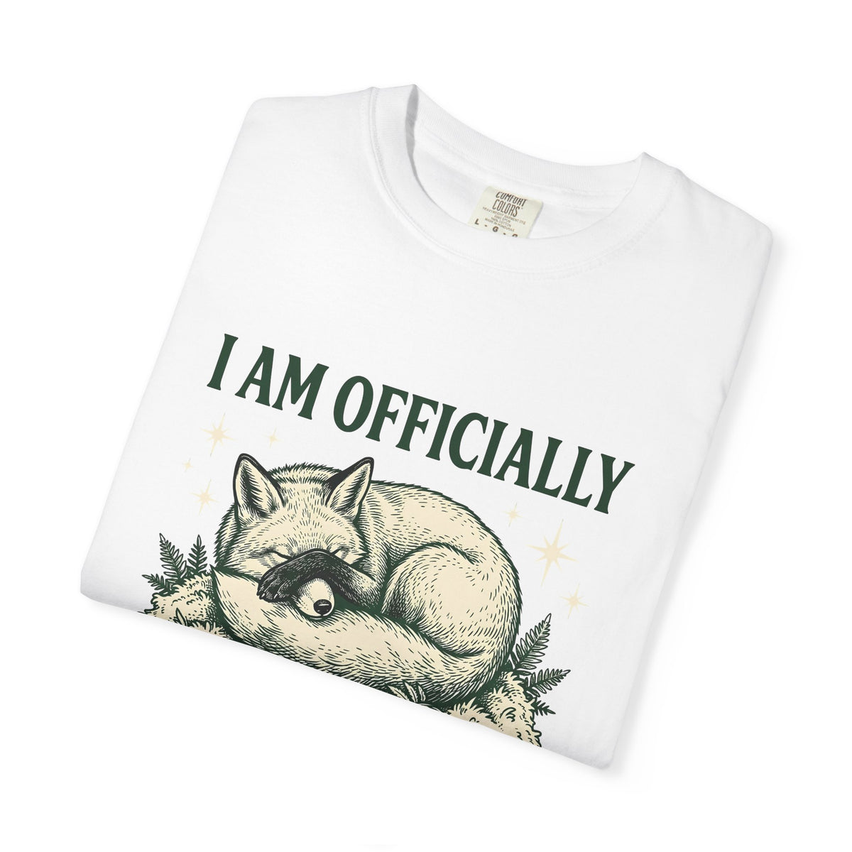 Resting Fox Funny Wildlife Gift Sketch Fox Humor Fan Drawing Retro Star Shapes T-Shirt