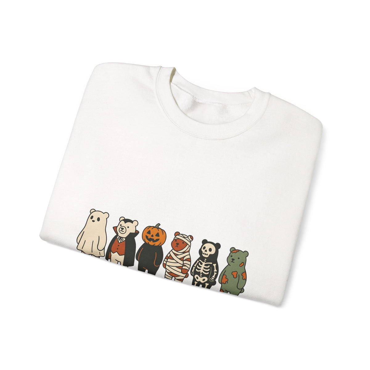 Bear Outfit Sweatshirt Halloween Wildlife Gift Women Comic Sweatshirt Teddy Sweatshirt Halloween Fan Cartoon Sweatshirt Animal Graphic Chibi Jack-O-Lantern