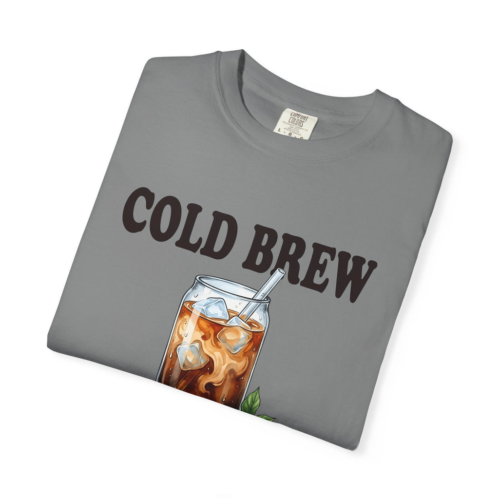 Cold Brew T-Shirt Coffee Gourmet Gift Women Hand Painted T-Shirt Cold Brew Coffee T-Shirt Coffee Fan Hand Drawn T-Shirt Gourmet Design Retro Coffee