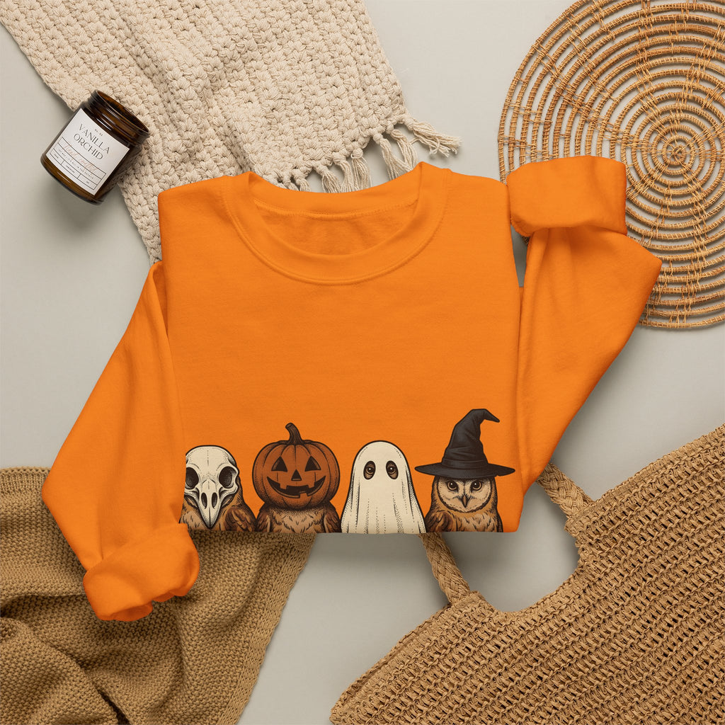 Owl Halloween Fauna Gift Rustic Owl Horror Fan Hoot Wildlife Doodle Lantern Sweatshirt