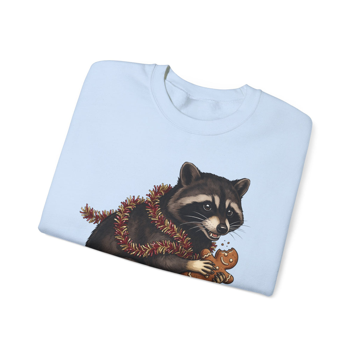 Raccoon Graphic Sweatshirt Christmas Animal Gift Women Cute Sweatshirt Trash Panda Sweatshirt Xmas Fan Wildlife Graphic Illustration Hand Drawn Gingerbread