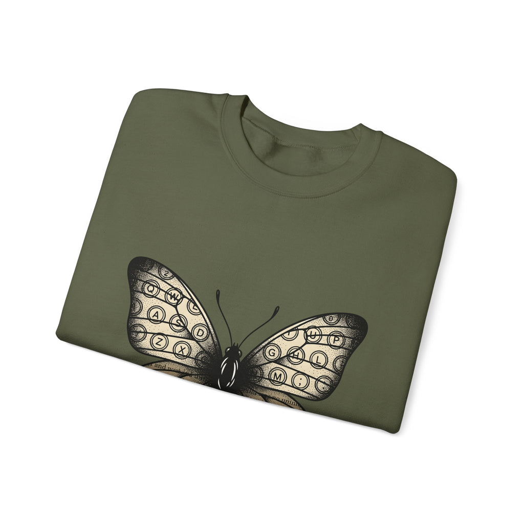 Butterfly Design Sweatshirt Moms Environment Gift Women Sketch Sweatshirt Butterfly Sweatshirt Motherhood Fan Illustration Graphic Cartoon Keyboard Keys