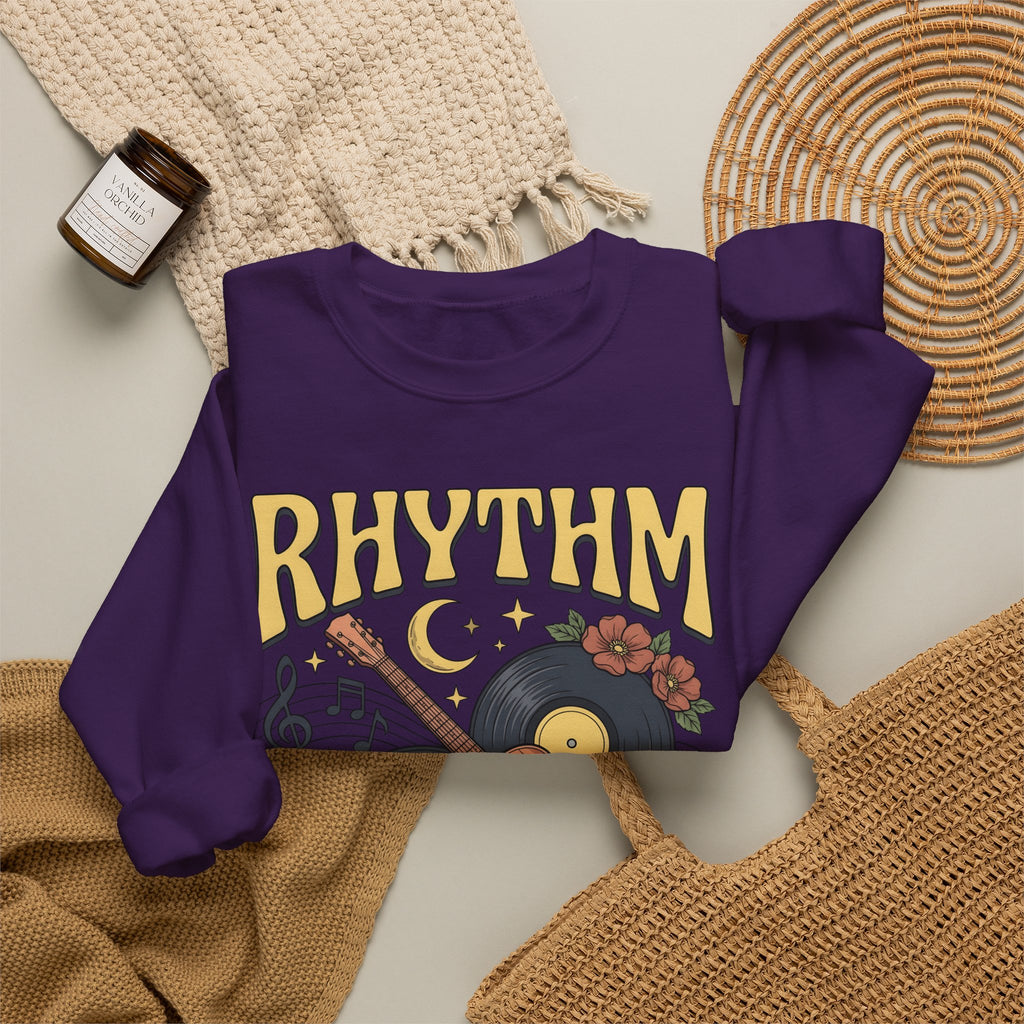 Electric Guitar Records Sweatshirt Music Bouquet Gift Women Free Spirit Sweatshirt Guitar Sweatshirt Music Fan Bohemian Sweatshirt Floral Graphic Old School