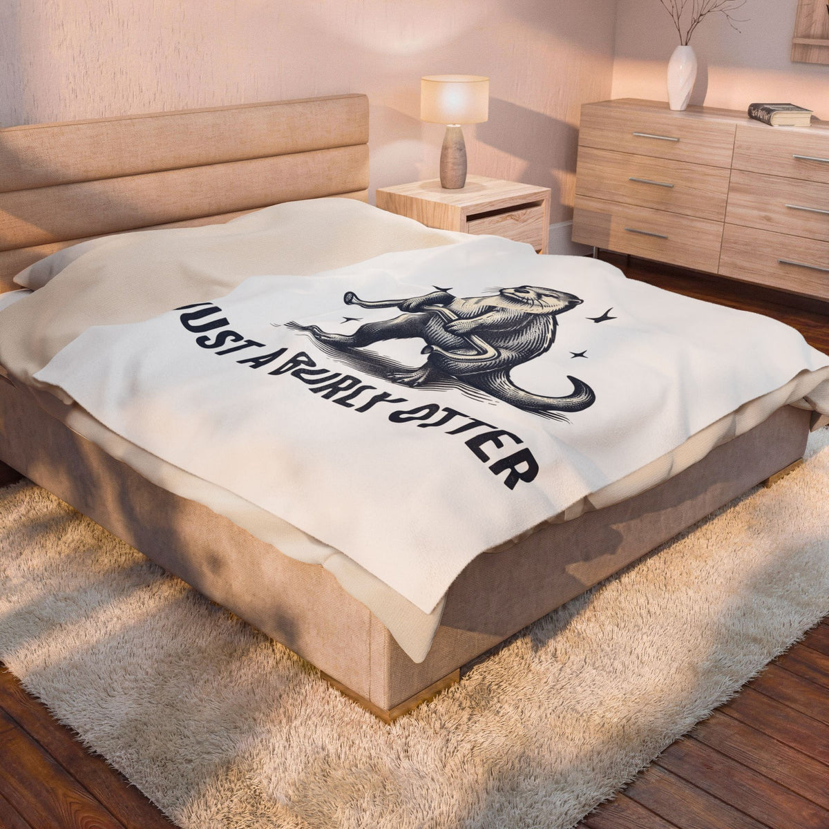 Strong Otter Blanket Funny Animal Gift Women Vintage Blanket Otter Blanket Humor Fan Retro Blanket Wildlife Graphic Hand Drawn Stars Blanket