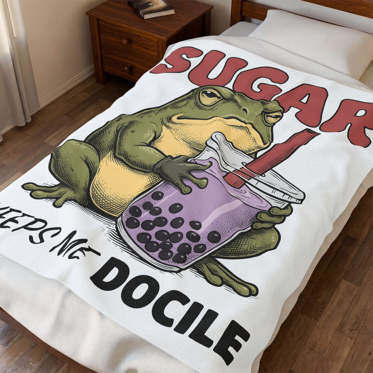 Frog Tea Drink Blanket Funny Critter Gift Women Line Art Blanket Toad Drink Blanket Humor Fan Cartoon Graphic Blanket Illustration Tea Cup Blanket