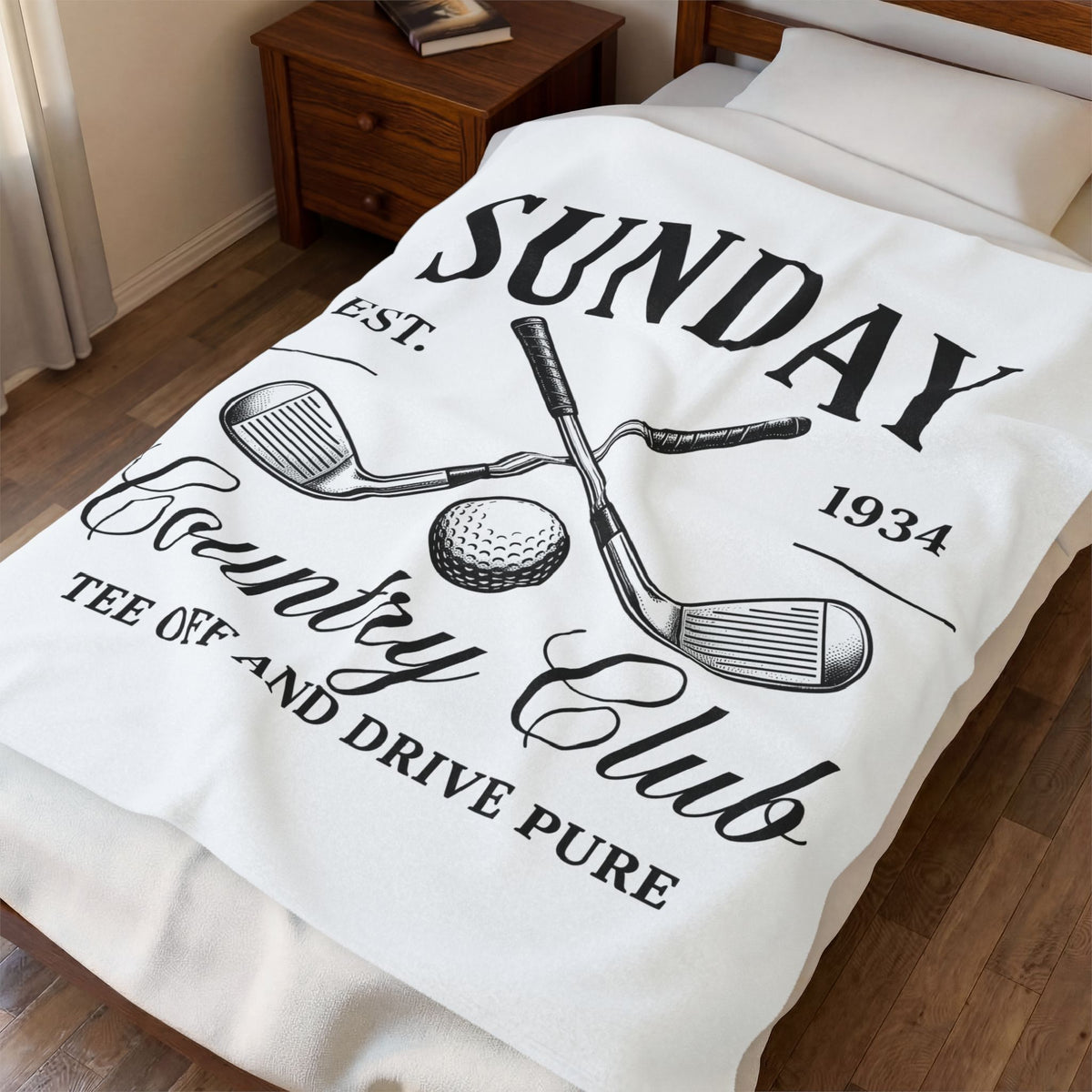 Golf Clubs Ball Blanket Golf Country Club Gift Women Vintage Blanket Golf Ball Blanket Golfer Enthusiast Retro Blanket Clubhouse Graphic Hand Drawn