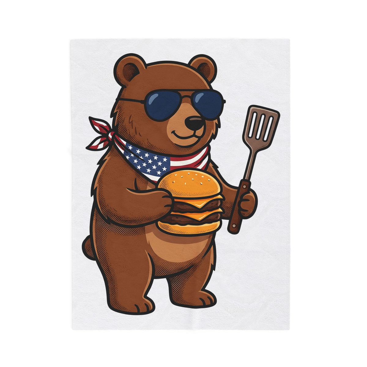 Bear Sandwich Blanket 4th Of July Grilling Gift Women Comic Blanket Sandwich Blanket Independence Fan Cartoon Blanket Barbecue Graphic Vintage