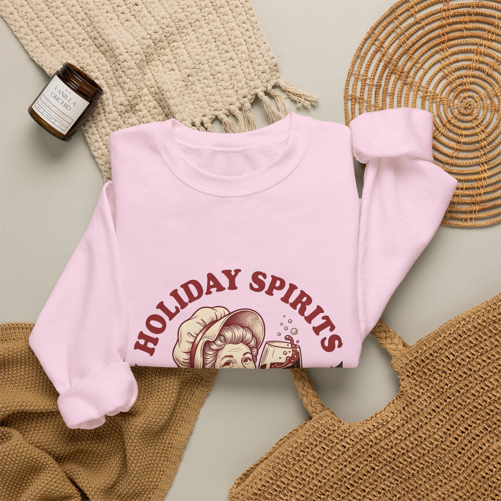 Cheerful Woman Wine Sweatshirt Christmas Fun Gift Women Cartoon Sweatshirt Wine Sweatshirt Xmas Fan Comic Sweatshirt Humor Graphic Line Art Winter Greenery