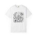 Magic Bottle T-Shirt Halloween Spells Gift Women Sketch T-Shirt Genie Bottle T-Shirt Horror Fan Mystic Drawing Graphic Retro Flower T-Shirt