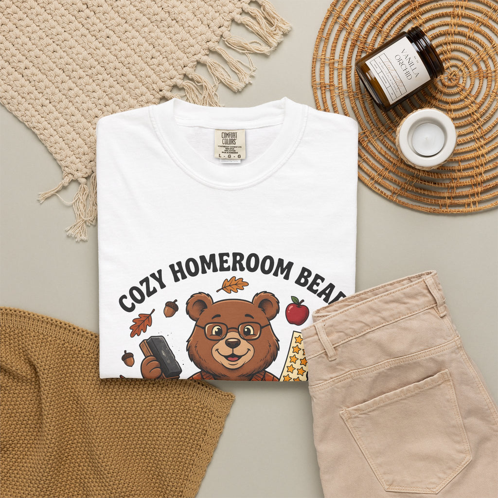 Bear Teacher T-Shirt Teachers Education Gift Women Cartoon T-Shirt Teddy Teacher T-Shirt Educator Enthusiast Comic T-Shirt Learning Graphic Hand