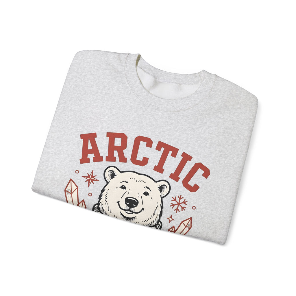 White Bear Sweatshirt Christmas Cold Season Gift Women Comic Sweatshirt Polar Bear Sweatshirt Winter Fan Cartoon Sweatshirt Frost Graphic Retro Ice Crystals