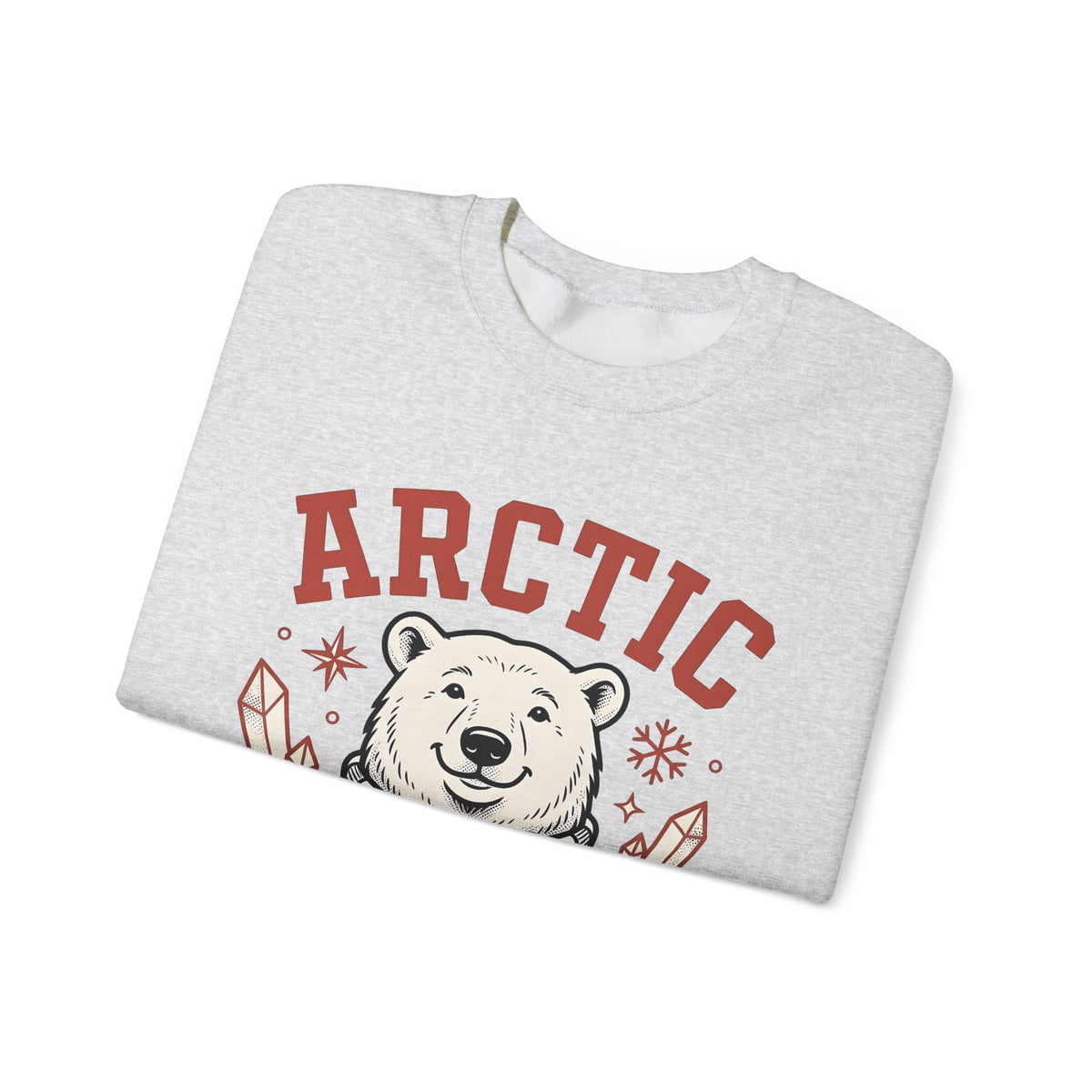 White Bear Sweatshirt Christmas Cold Season Gift Women Comic Sweatshirt Polar Bear Sweatshirt Winter Fan Cartoon Sweatshirt Frost Graphic Retro Ice Crystals
