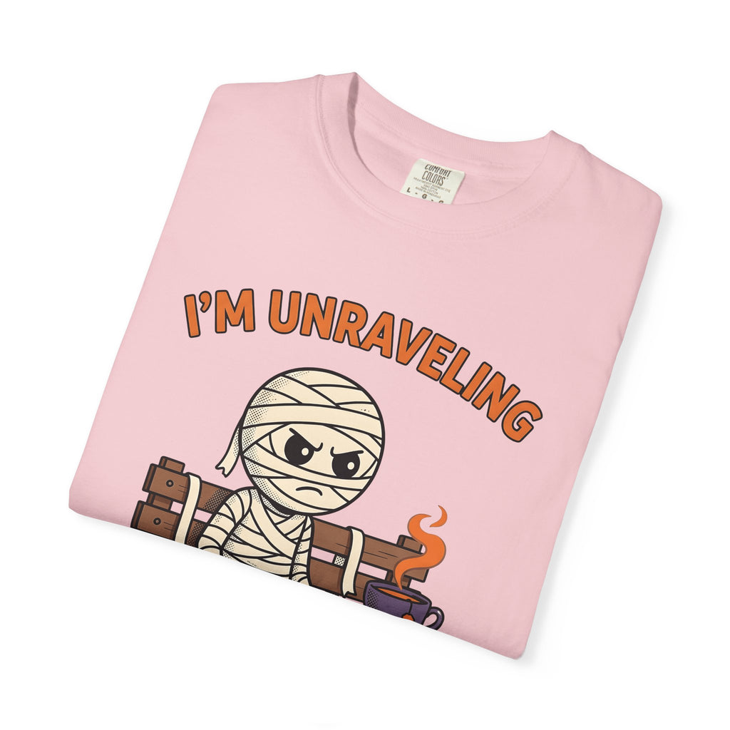 Mummy Halloween Joke Gift Comic Wrap Horror Fan Cartoon Pun Retro Teacup T-Shirt