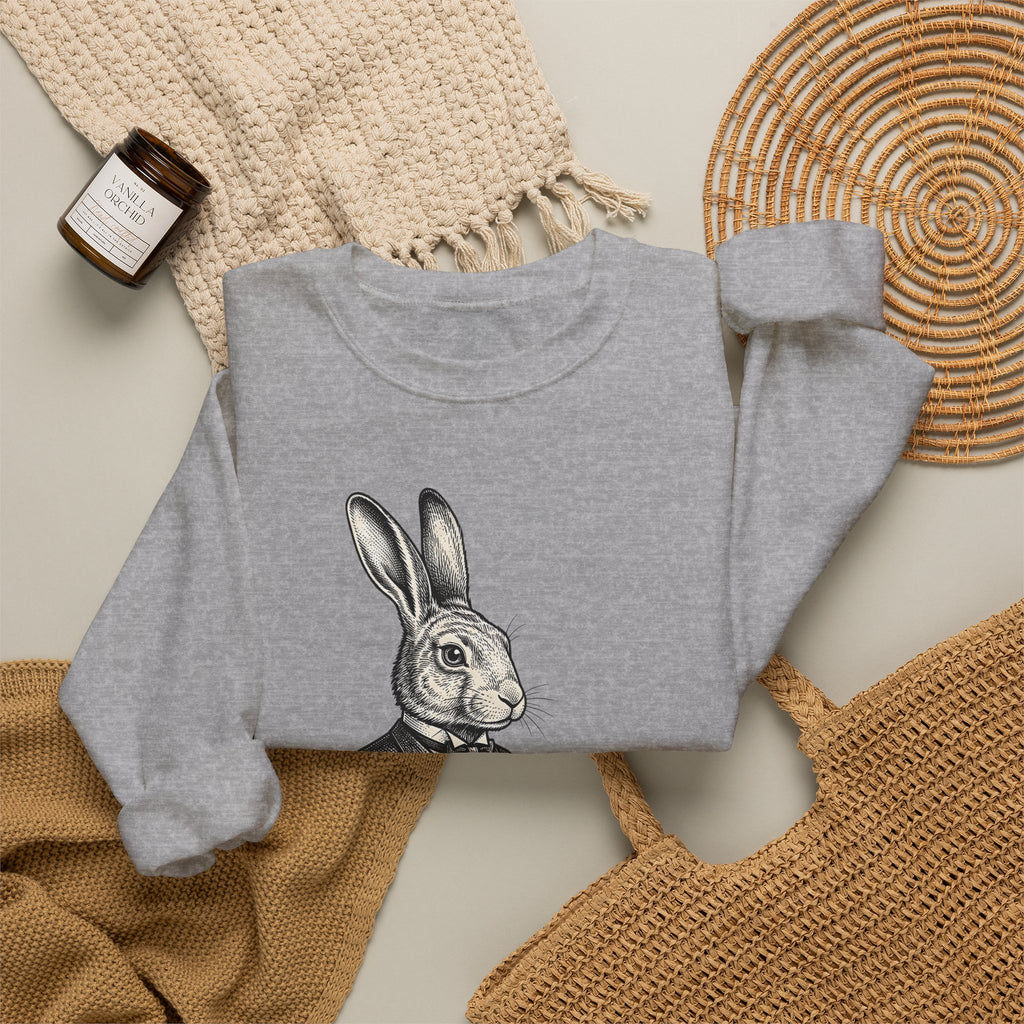 Rabbit Bartender Sweatshirt Animal Bar Gift Women Vintage Sweatshirt Bunny Sweatshirt Pet Fan Retro Sweatshirt Pub Graphic Hand Drawn Playing Card Sweatshirt