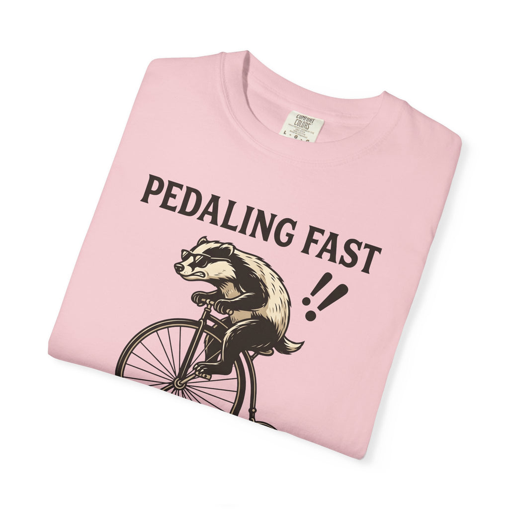 Badger Bike T-Shirt Funny Wildlife Gift Women Comic T-Shirt Bicycle T-Shirt Humor Fan Cartoon T-Shirt Animal Graphic Retro Shades T-Shirt