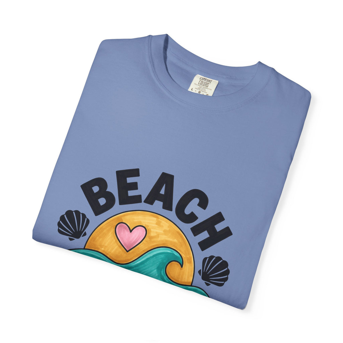 Sun Surf Heart T-Shirt Moms Coast Gift Women Flat Design T-Shirt Summer T-Shirt Mom Fan Minimalist T-Shirt Coastal Graphic Classic Clam T-Shirt