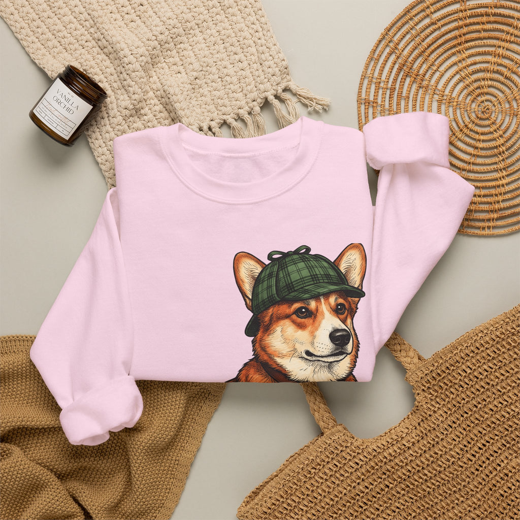 Corgi Puppy Dog Animals Gift Sketch Puppy Dog Fan Canine Doggy Retro Detective Cap Sweatshirt